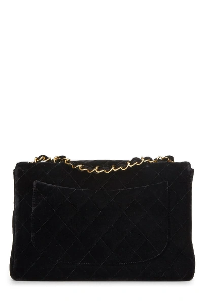 Pre-owned Chanel Black Quilted Velvet Half Flap Jumbo