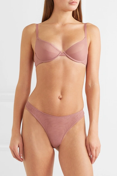 Shop The Great Eros Canova Stretch-tulle Underwired Bra In Pink