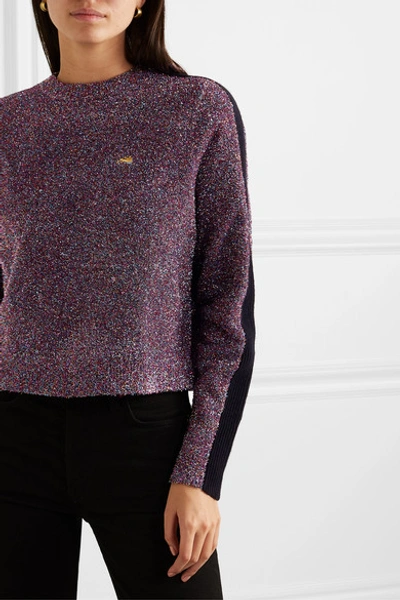 Shop Bella Freud Teeny Bopper Metallic Knitted Sweater In Purple