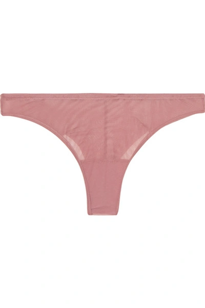 Shop The Great Eros Canova Stretch-tulle Thong In Pink