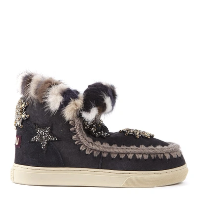 Shop Mou Eskimo Star Sneaker Black Suede Ankle Boot