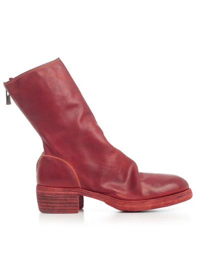 Shop Guidi Back Zip Mid Boots In T Red