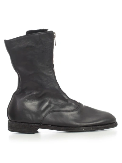 Shop Guidi Front Zip Army Boots In Blkt Black