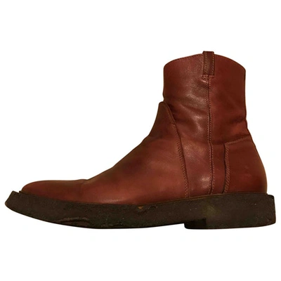 Pre-owned Maison Margiela Burgundy Leather Boots