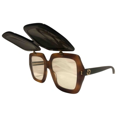 Pre-owned Gucci Oversized Sunglasses In Brown