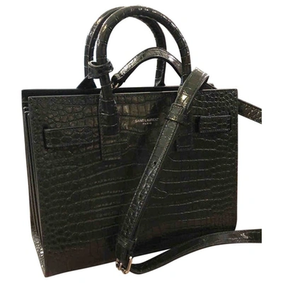 Pre-owned Saint Laurent Sac De Jour Green Patent Leather Handbag
