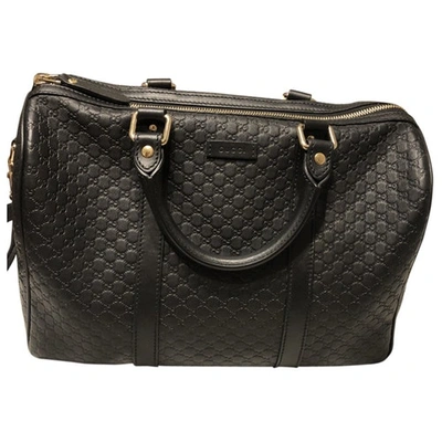 Pre-owned Gucci Boston Black Leather Handbag