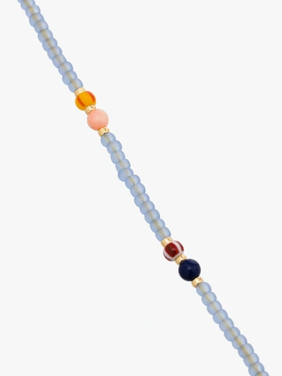 Shop Anni Lu 18k Gold-plated Soho Beaded Pearl Bracelet In Blue