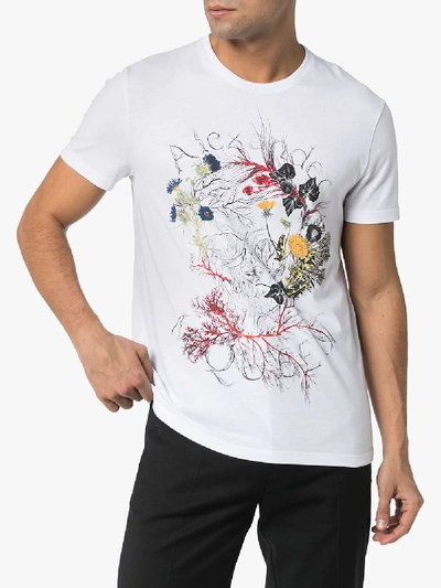 Shop Alexander Mcqueen Botanical Logo Print Cotton T-shirt In White