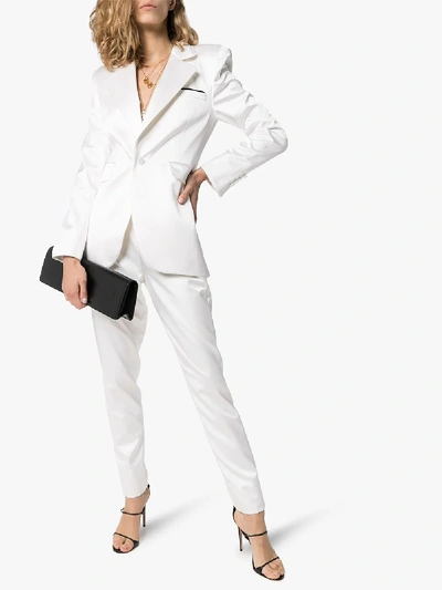 Shop Saint Laurent High Waist Tailored Trousers In White