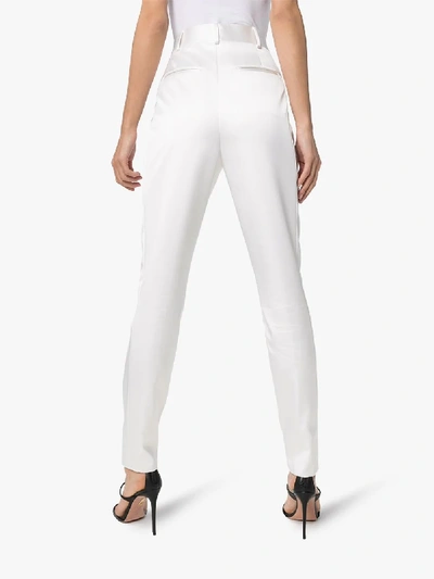 Shop Saint Laurent High Waist Tailored Trousers In White