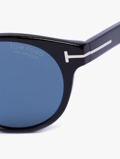 Shop Tom Ford Black Palmer Round Sunglasses