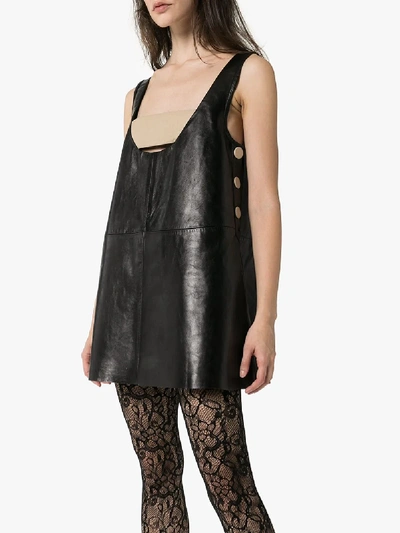 Shop Skiim Taro Contrast Strap Leather Dress In Black