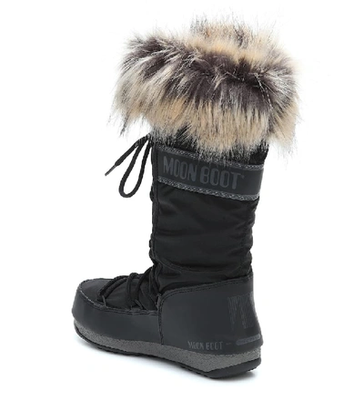 Moon Boot Monaco Faux Fur-trimmed Shell Snow Boots In Black | ModeSens