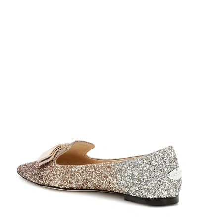 Shop Jimmy Choo Gala Glitter Ballet Flats In Gold