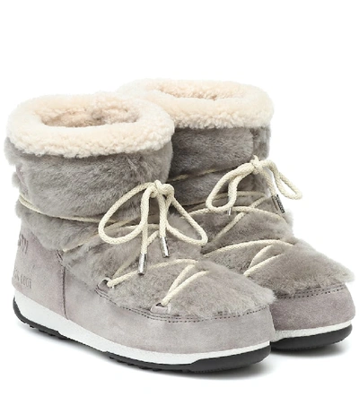 Yves Salomon + Moon Boot Shearling And Suede Snow Boots In Gray | ModeSens