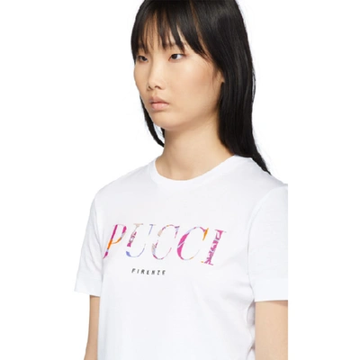 Shop Emilio Pucci White Printed Logo T-shirt In 100 White