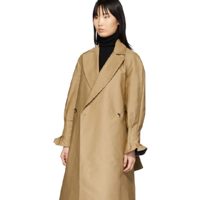 Shop Edit Beige Pleat Back Trench Coat In 014 Trench