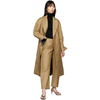 Shop Edit Beige Pleat Back Trench Coat In 014 Trench