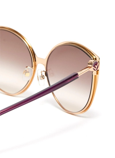 Shop Fendi Acetate Frame Cat Eye Sunglasses In Brown