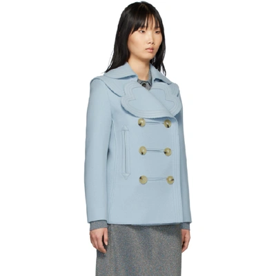 Shop Lanvin Blue Wool Heart Peacoat In 192 Storm