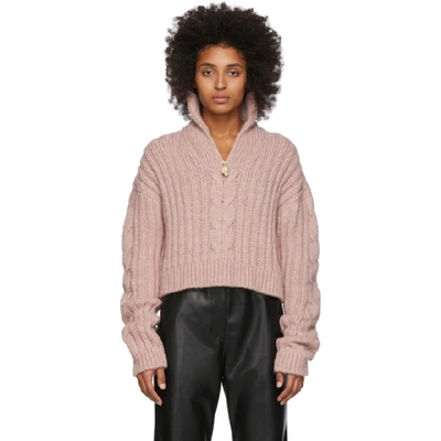Shop Nanushka Pink Eria Zip-up Sweater In Pale Pink