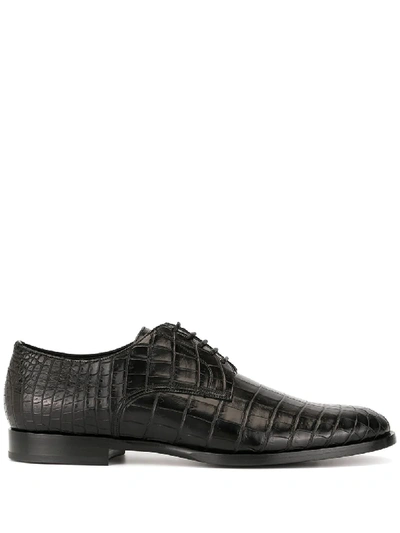 Shop Dolce & Gabbana Croc-effect Derby Shoes In Black
