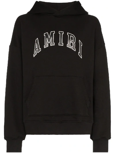 Shop Amiri College-style Logo Print Hoodie In Black