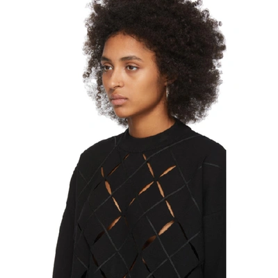 Shop Proenza Schouler Black Open Argyle Knit Sweater In 00200 Black