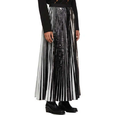 Shop Proenza Schouler Black And Silver Foil Pleated Skirt In 11137 Multi