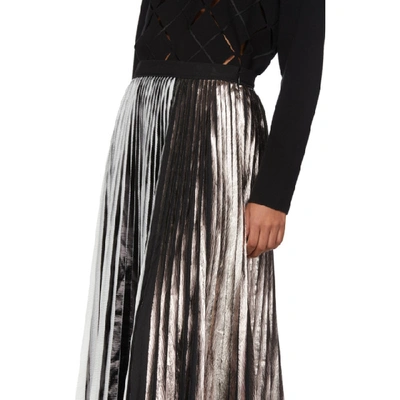 Shop Proenza Schouler Black And Silver Foil Pleated Skirt In 11137 Multi