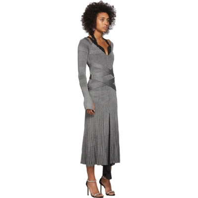 Shop Proenza Schouler Silver Silk Knit Long Sleeve Dress In 01005 Silve