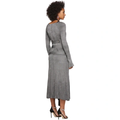 Shop Proenza Schouler Silver Silk Knit Long Sleeve Dress In 01005 Silve