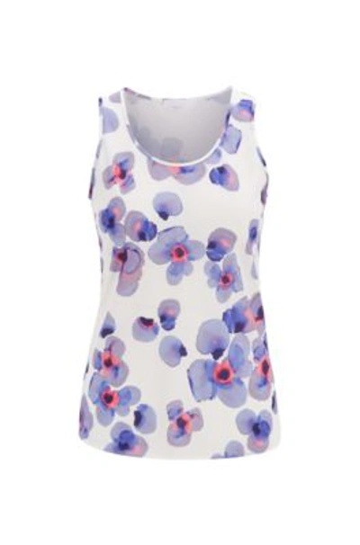 Shop Hugo Boss - Regular Fit Sleeveless Top In Collection Print - Patterned