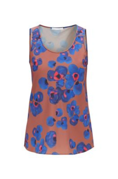 Shop Hugo Boss - Regular Fit Sleeveless Top In Collection Print - Patterned