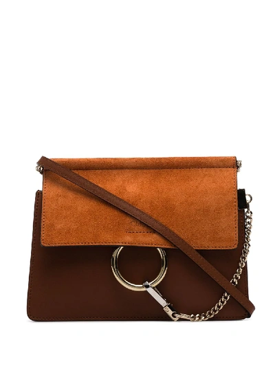Shop Chloé Mini Faye Chain Bag In Brown