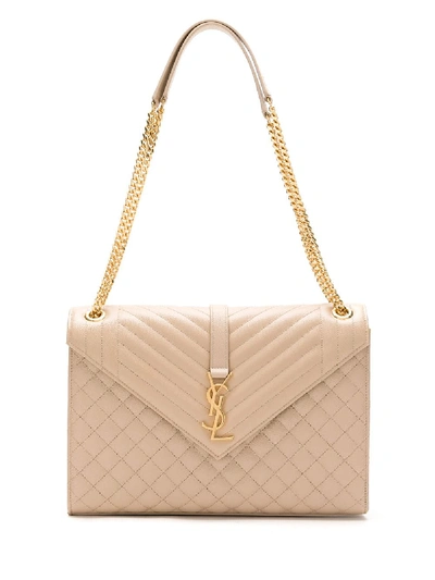 Shop Saint Laurent Quilted Leather Bag In Neutrals