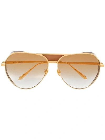 Shop Linda Farrow Aviator-frame Sunglasses In Gold