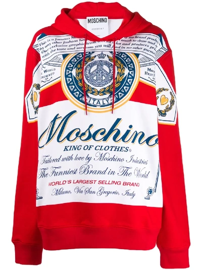 Shop Moschino Oversized King Of Clothes Hoodie In Red