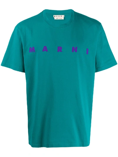 Shop Marni Front Logo Print T-shirt In Green