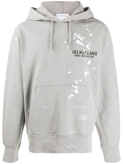 Shop Helmut Lang Logo Drawstring Hoodie In Green