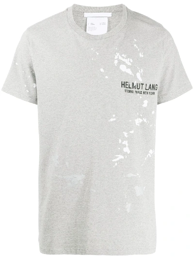 Shop Helmut Lang Logo Paint Print T-shirt In Grey