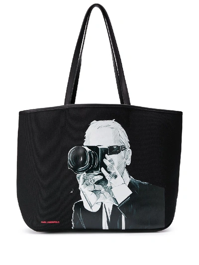 Shop Karl Lagerfeld Karl Legend Photographer Tote Bag In Black