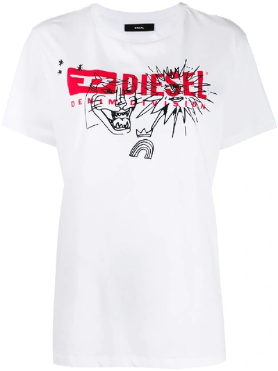 Diesel T-daria Logo Print T-shirt In White