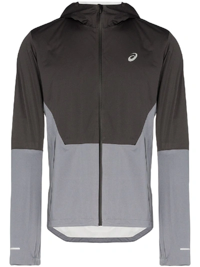 Shop Asics Two-tone Zip-front Jacket In Grey