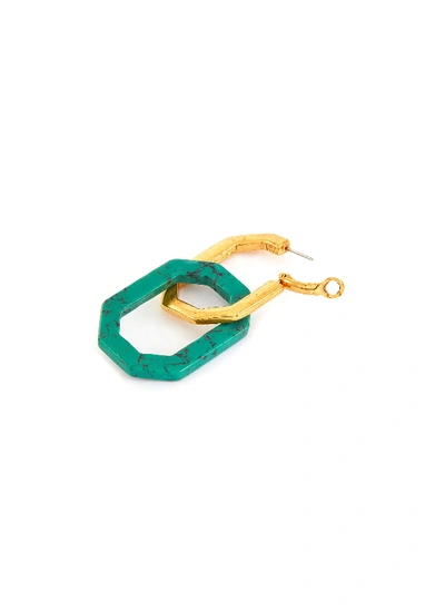 Shop Oscar De La Renta Elongated Octagon Link Earrings In Multi-colour