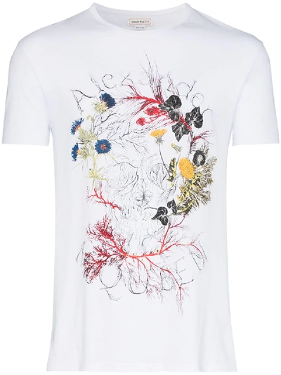 Shop Alexander Mcqueen Botanical Logo Print T-shirt In White