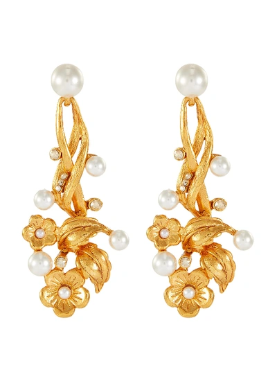 Shop Oscar De La Renta Floral Embellished Drop Earrings