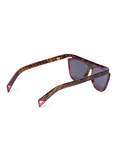 Shop Fendi Acetate Frame Monogram Contrast Rim Cat Eye Sunglasses In Multi-colour