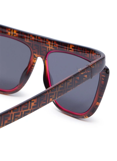 Shop Fendi Acetate Frame Monogram Contrast Rim Cat Eye Sunglasses In Multi-colour